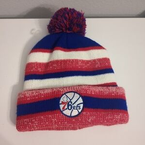 Ultra Game NBA Philadelphia 76ers Cuffed Pom Beanie Blue/Red One Size NWOT